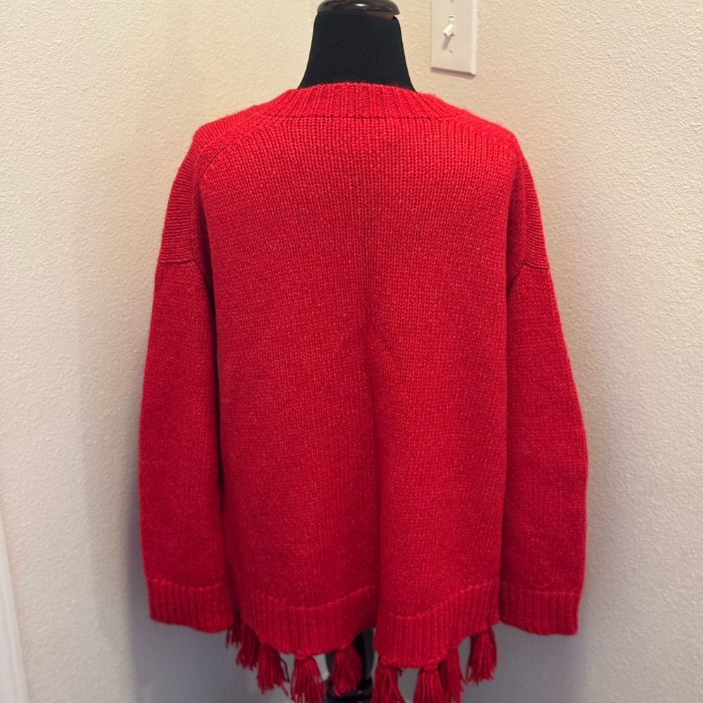 Kate Spade Broome Street Red Airy Wool Alpaca Tassel Sweater Oversized M $348 - Picture 5 of 9